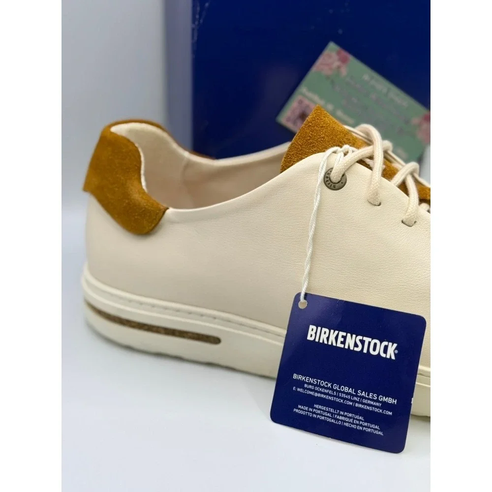 Birkenstock Bend‎ Low Leather Suede Sneakers Eggshell Cognac Brown